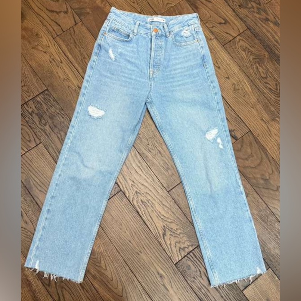 Zara Light Blue Straight Leg Jeans